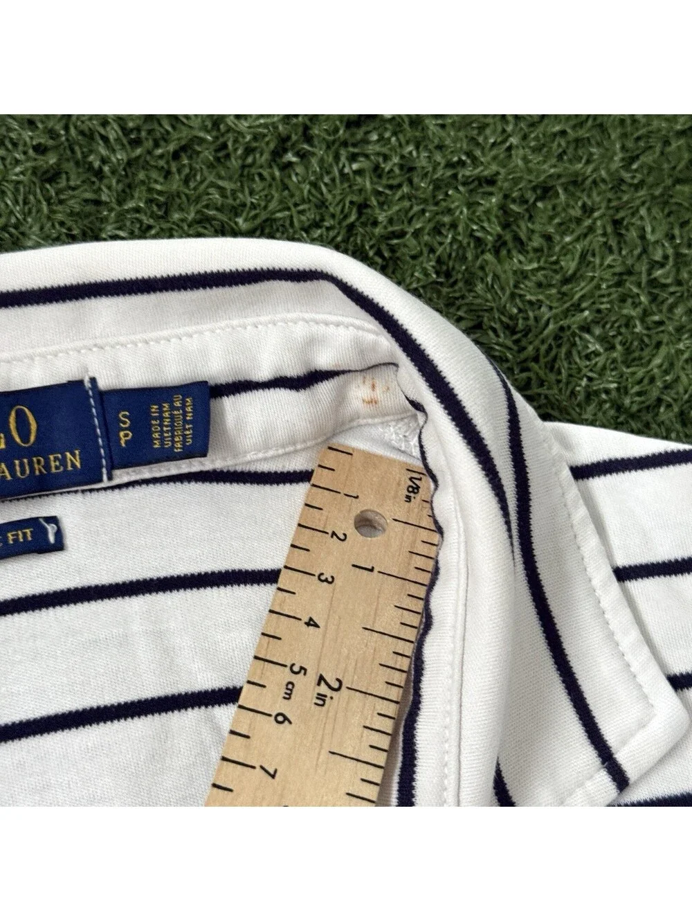 Polo Ralph Lauren Men S Classic Fit White Navy Striped Polo Shirt Cotton Preppy
